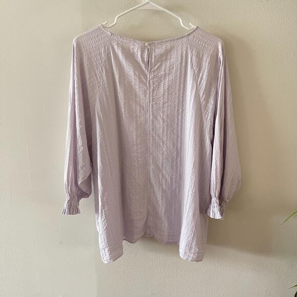 Uniqlo Top Women Medium Light Purple Long Sleeve Boat Neck Elastic Cuffs Cotton - Picture 3 of 10